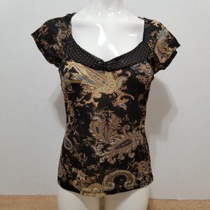 RAG top XL NWT semi sheer burnout floral paisley polka dots VINTAGE Y2K